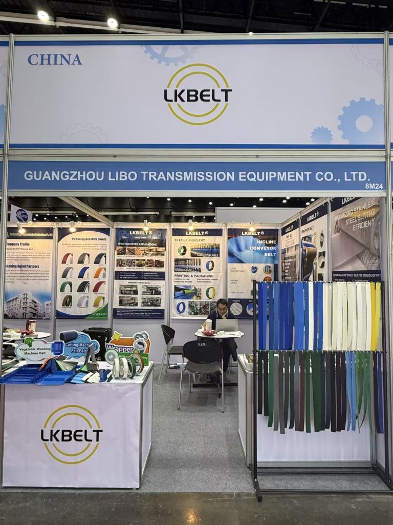 LKBELT belt samples at booth 8M24, Manufacturing Expo 2026