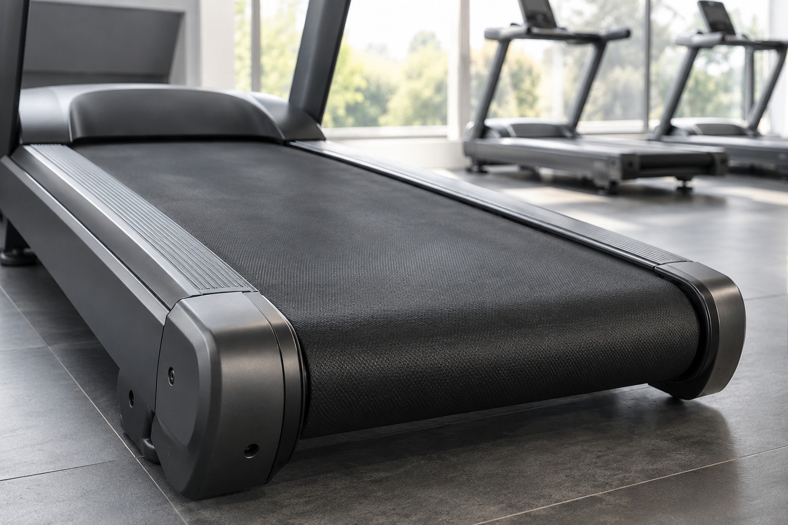 Treadmill running surface above its deck