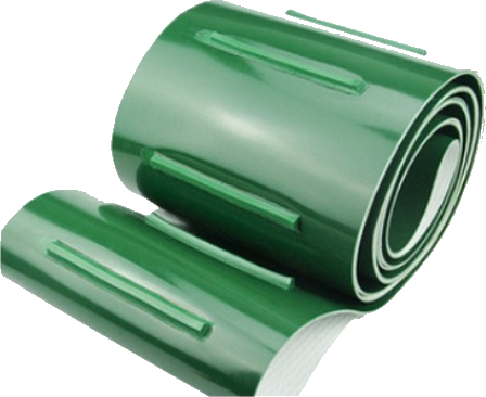 Green conveyor belt with horizontal guides